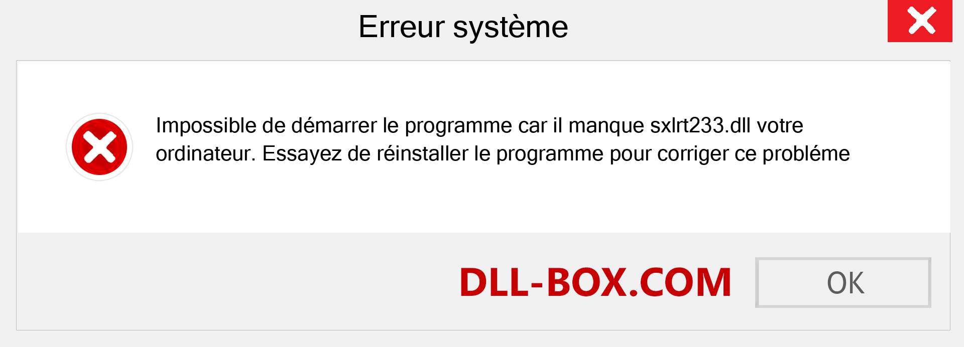 Le fichier sxlrt233.dll est manquant ?. Télécharger pour Windows 7, 8, 10 - Correction de l'erreur manquante sxlrt233 dll sur Windows, photos, images